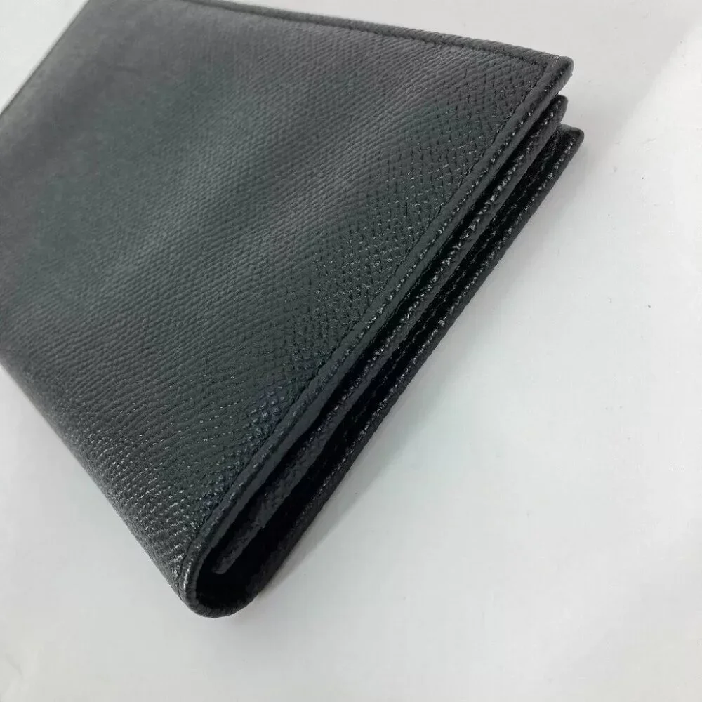 BVLGARI Long wallet logo Two fold Long Wallet Leather Black